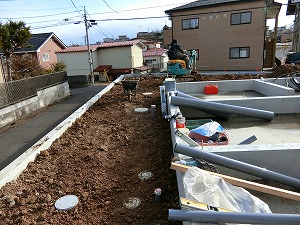 鎌田工務店,基礎工事完,外部内部給排水工事完了,建て方工事,住宅